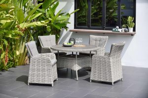 LifestyleGarden Samoa 4 Seat Dining Set with Parasol and Base