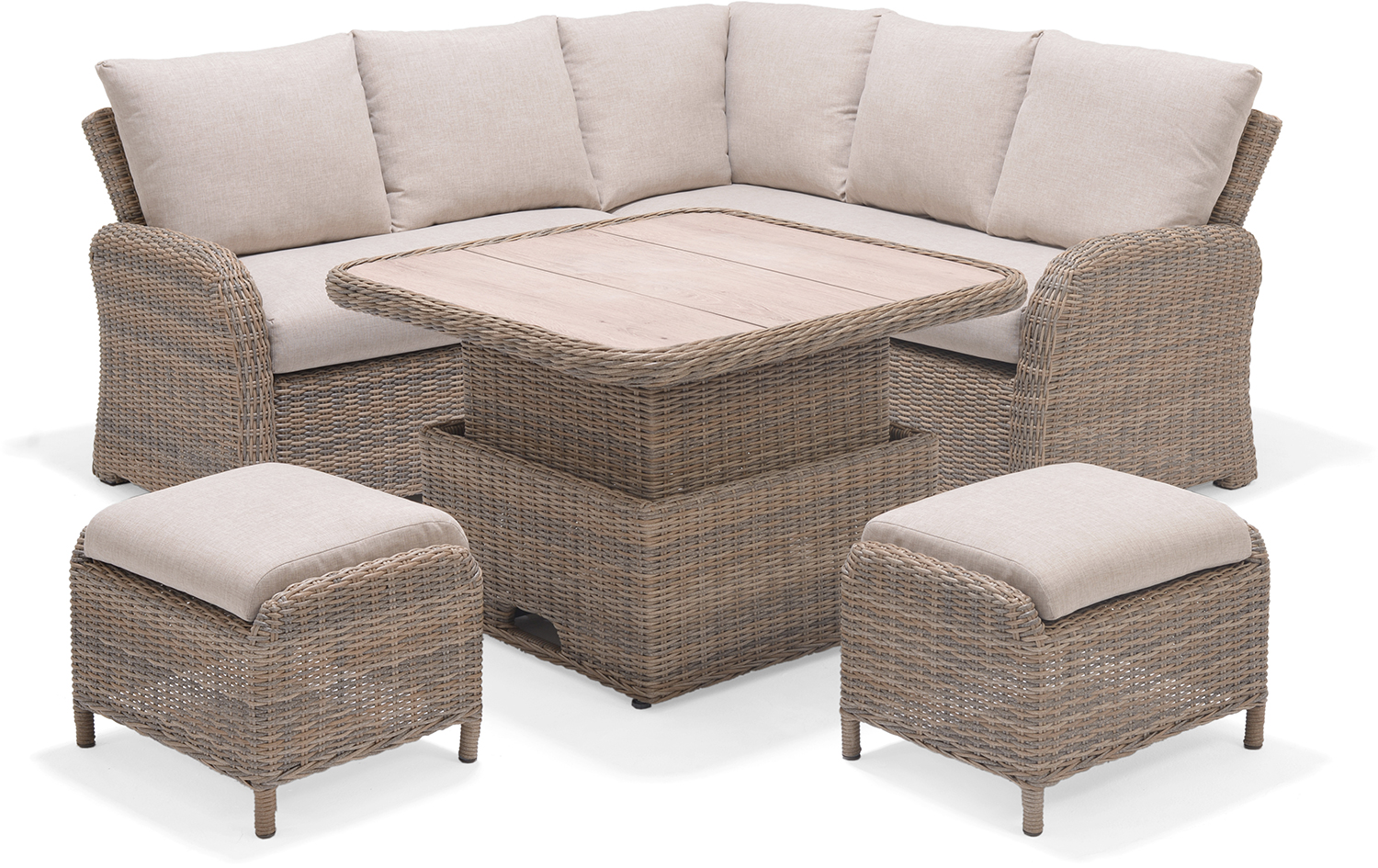 LifestyleGarden Martinique Natural Lite Casual Corner Ottoman Set